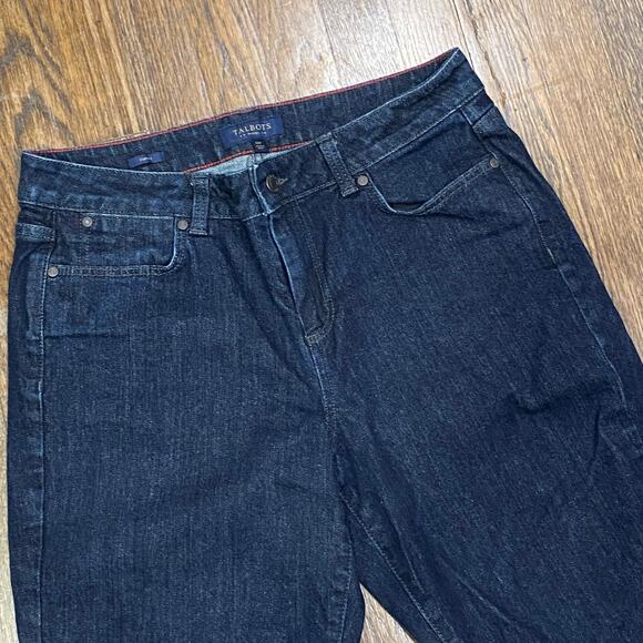 Talbots Dark Indigo Jeans Size 12 Petite Denim Straight Leg Cotton Blend Pants - Picture 2 of 9